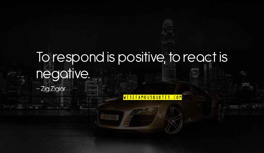 Unprofitable Quotes By Zig Ziglar: To respond is positive, to react is negative.