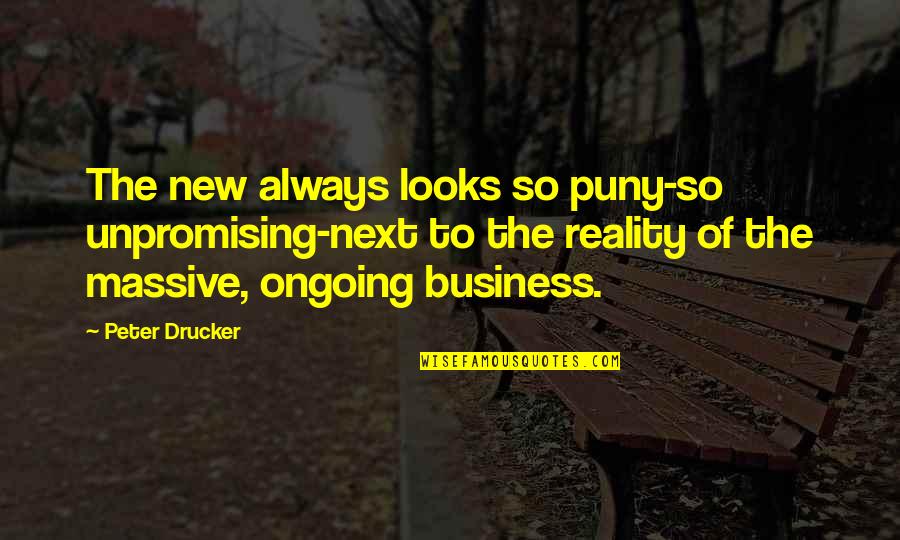Unpromising Quotes By Peter Drucker: The new always looks so puny-so unpromising-next to