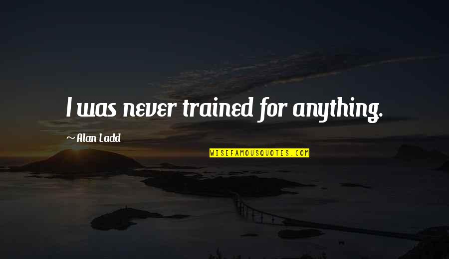 Unreachable Goals Quotes By Alan Ladd: I was never trained for anything.