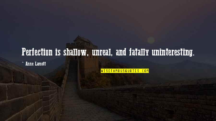 Unreal Quotes By Anne Lamott: Perfection is shallow, unreal, and fatally uninteresting.