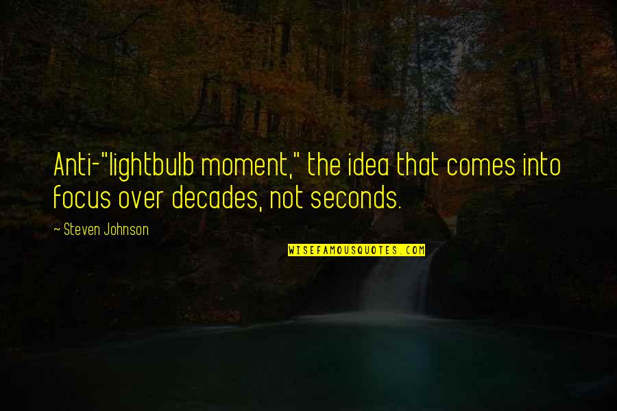 Unregenerate Synonyms Quotes By Steven Johnson: Anti-"lightbulb moment," the idea that comes into focus