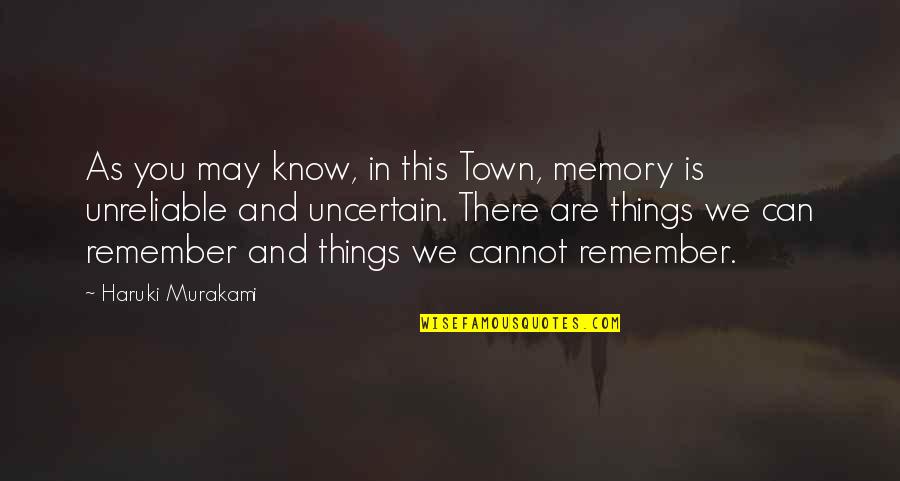 Unreliable Memory Quotes By Haruki Murakami: As you may know, in this Town, memory