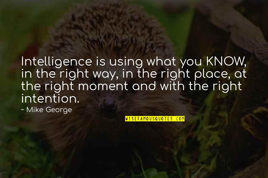 Unschuld Translate Quotes By Mike George: Intelligence is using what you KNOW, in the