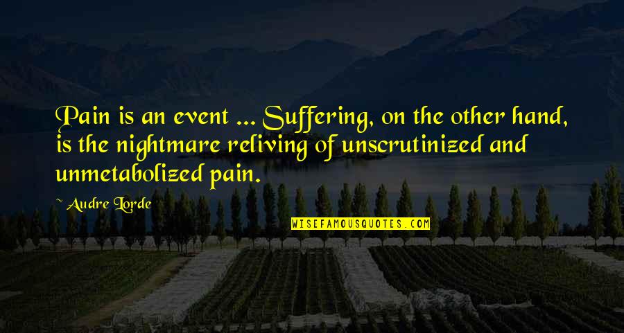Unscrutinized Quotes By Audre Lorde: Pain is an event ... Suffering, on the