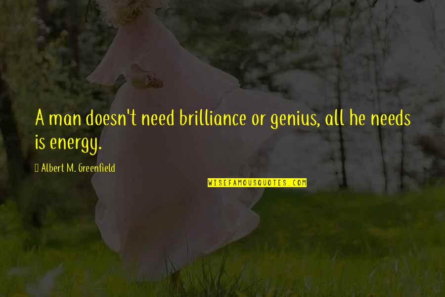 Unseeable Beauty Quotes By Albert M. Greenfield: A man doesn't need brilliance or genius, all