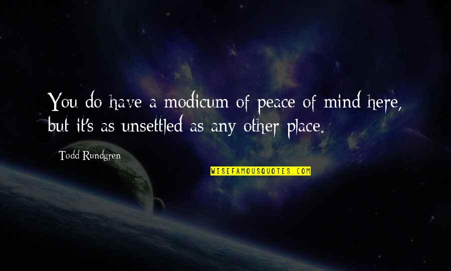 Unsettled Mind Quotes By Todd Rundgren: You do have a modicum of peace of