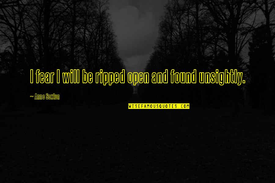 Unsightly Quotes By Anne Sexton: I fear I will be ripped open and Unsightly Quotes By Anne Sexton: I fear I will be ripped open and