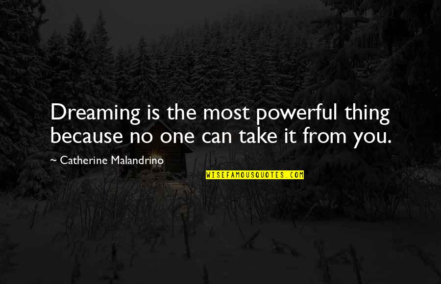 Unsoundness Quotes By Catherine Malandrino: Dreaming is the most powerful thing because no