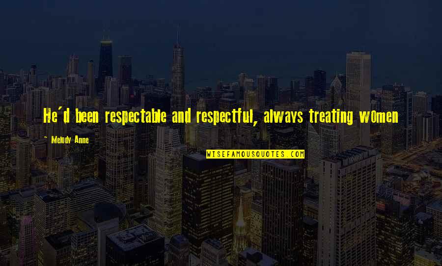 Unstoppable Book Quotes By Melody Anne: He'd been respectable and respectful, always treating women