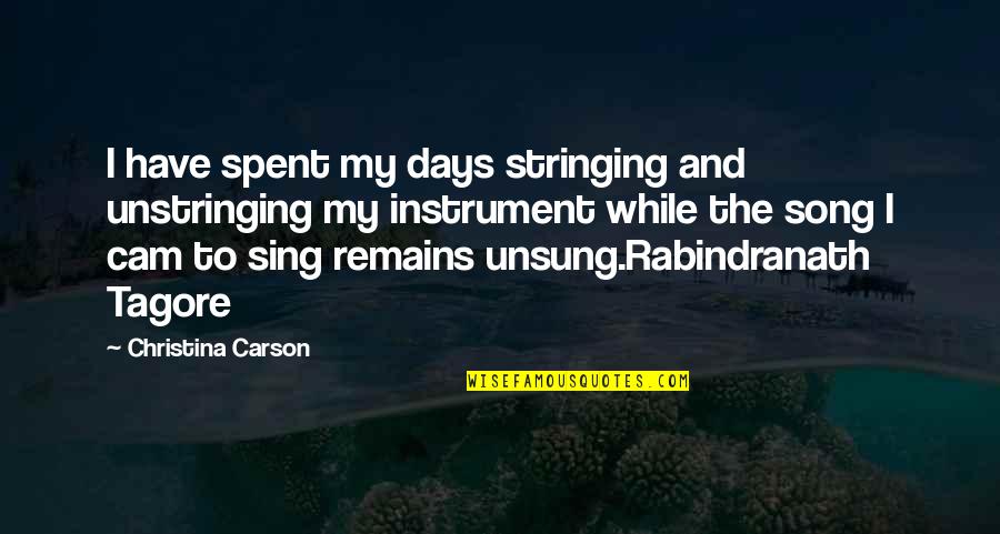 Unsung Quotes By Christina Carson: I have spent my days stringing and unstringing