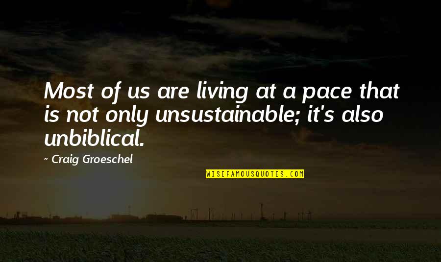 Unsustainable Quotes By Craig Groeschel: Most of us are living at a pace