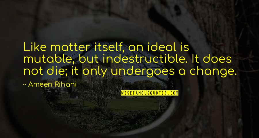 Untheatrical Quotes By Ameen Rihani: Like matter itself, an ideal is mutable, but