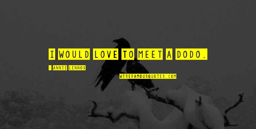 Untidied Quotes By Annie Lennox: I would love to meet a dodo.