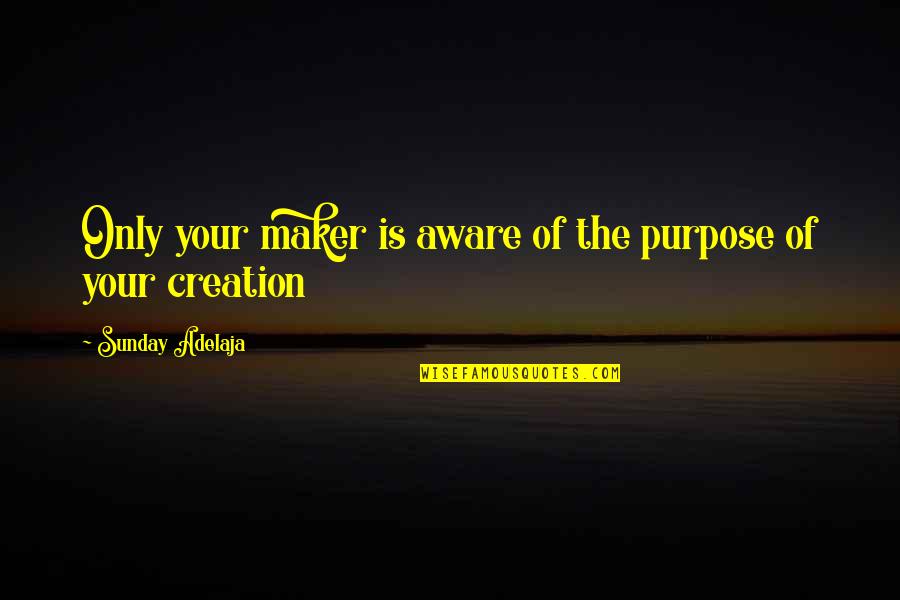 Until You Become A Mother Quotes By Sunday Adelaja: Only your maker is aware of the purpose Until You Become A Mother Quotes By Sunday Adelaja: Only your maker is aware of the purpose