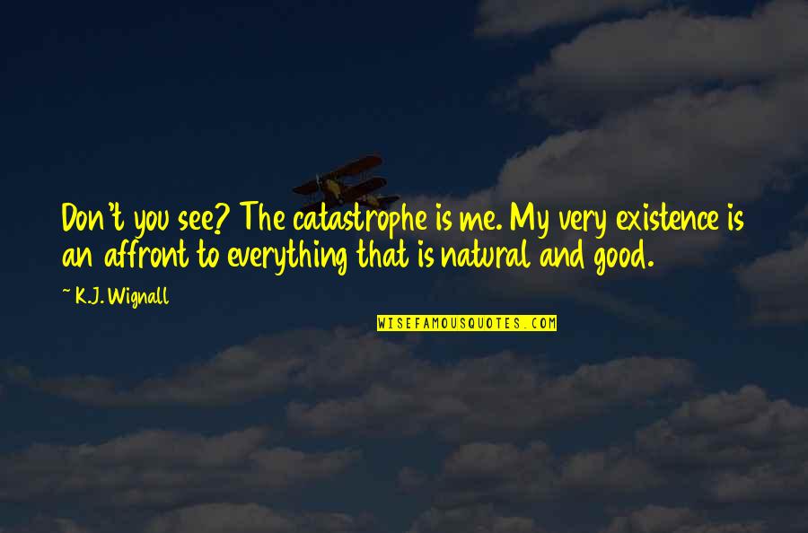 Untitled Indiana Quotes By K.J. Wignall: Don't you see? The catastrophe is me. My