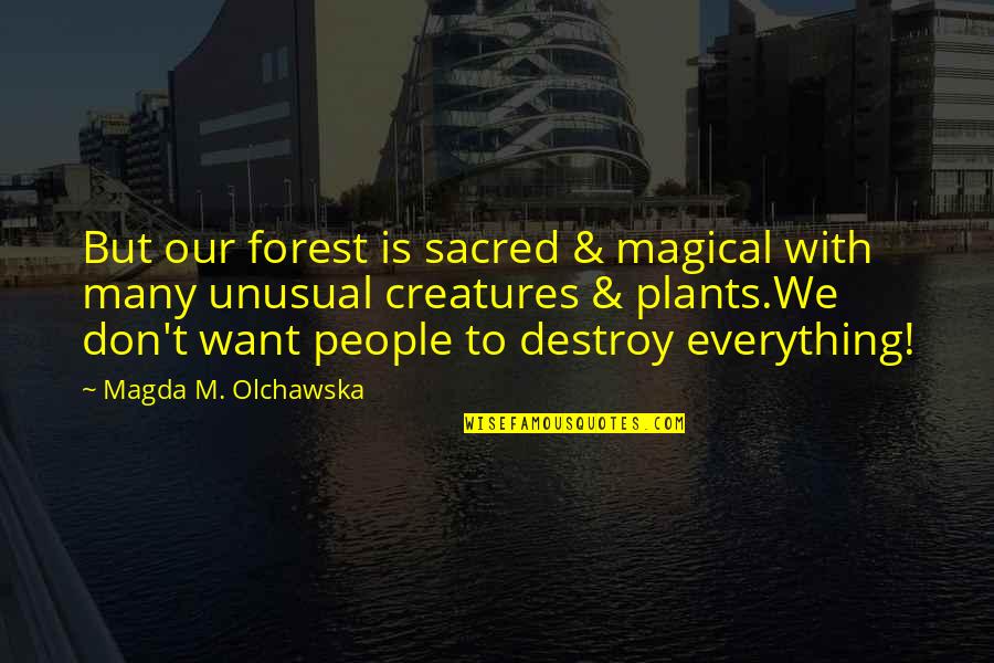Unusual Quotes By Magda M. Olchawska: But our forest is sacred & magical with