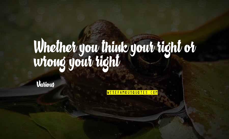 Unutterable Define Quotes By Various: Whether you think your right or wrong your