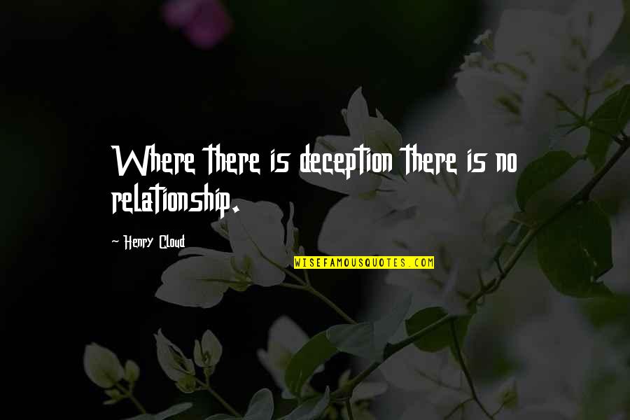 Unverdorben's Quotes By Henry Cloud: Where there is deception there is no relationship.