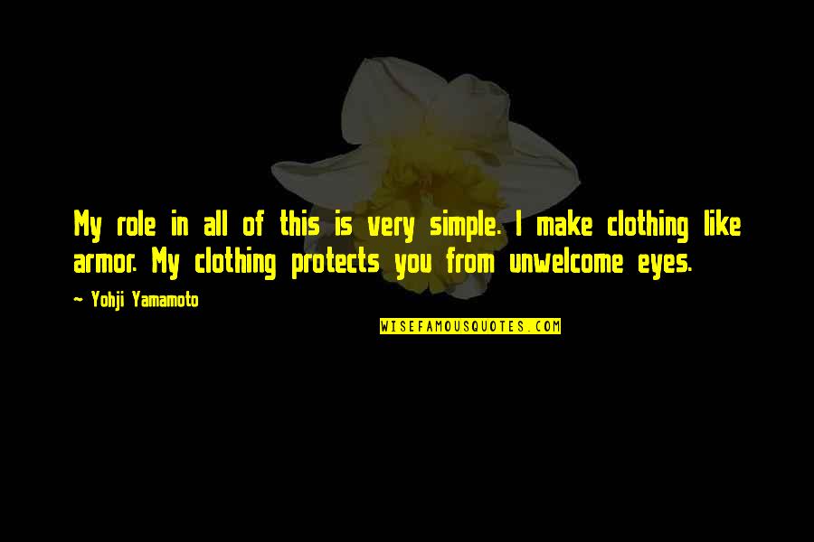 Unwelcome Quotes By Yohji Yamamoto: My role in all of this is very Unwelcome Quotes By Yohji Yamamoto: My role in all of this is very