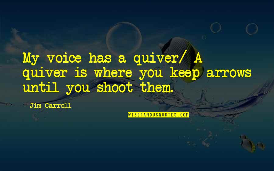 Unwelcoming Crossword Quotes By Jim Carroll: My voice has a quiver/ A quiver is