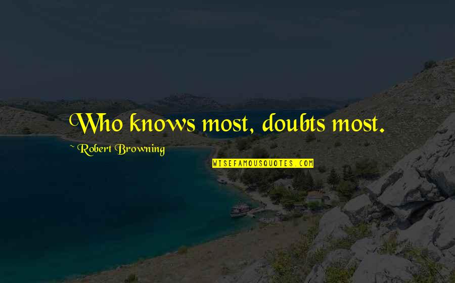 Uolo Notes Quotes By Robert Browning: Who knows most, doubts most.