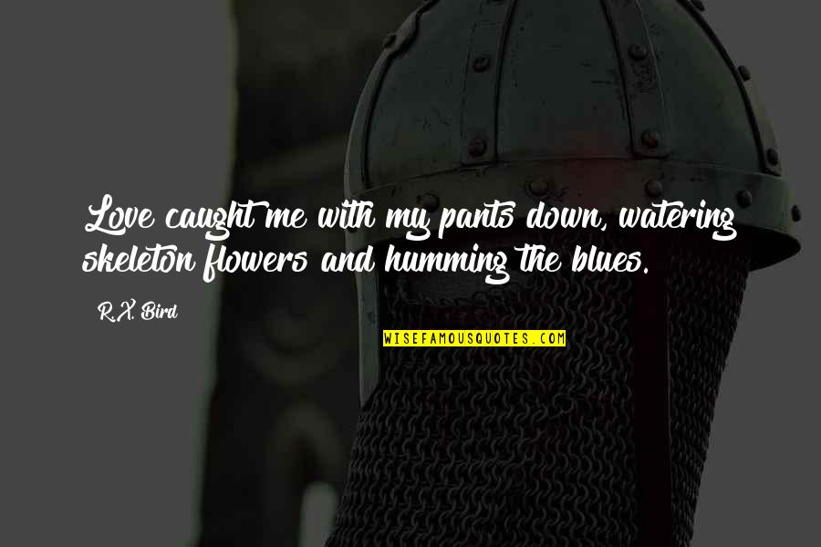 Up And Down In Relationship Quotes By R.X. Bird: Love caught me with my pants down, watering