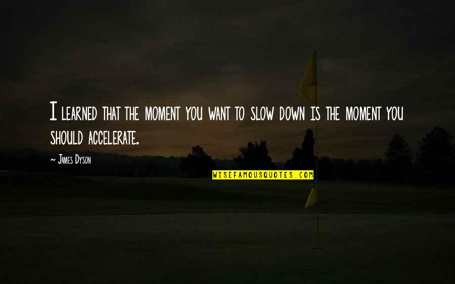 Up And Down Moments Quotes By James Dyson: I learned that the moment you want to