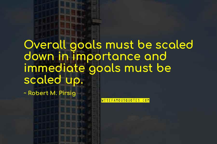 Up And Down Quotes By Robert M. Pirsig: Overall goals must be scaled down in importance