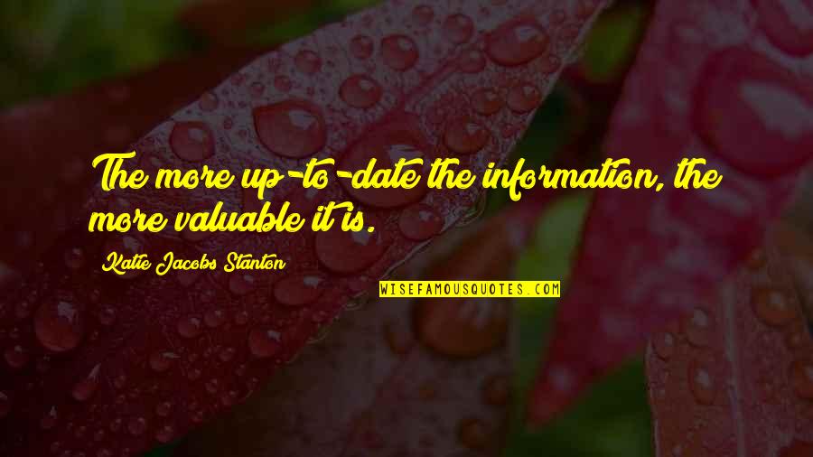 Up More Quotes By Katie Jacobs Stanton: The more up-to-date the information, the more valuable Up More Quotes By Katie Jacobs Stanton: The more up-to-date the information, the more valuable