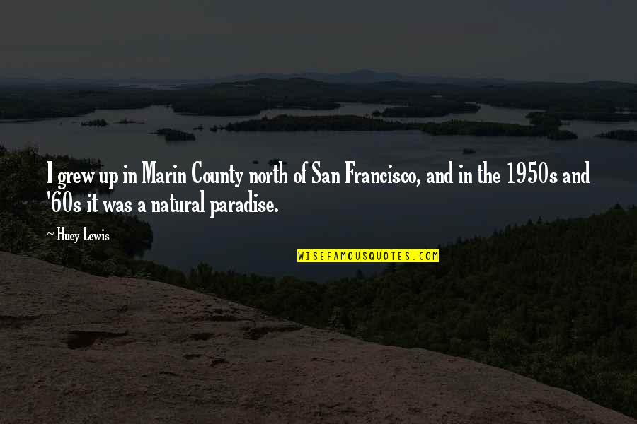 Up North Quotes By Huey Lewis: I grew up in Marin County north of