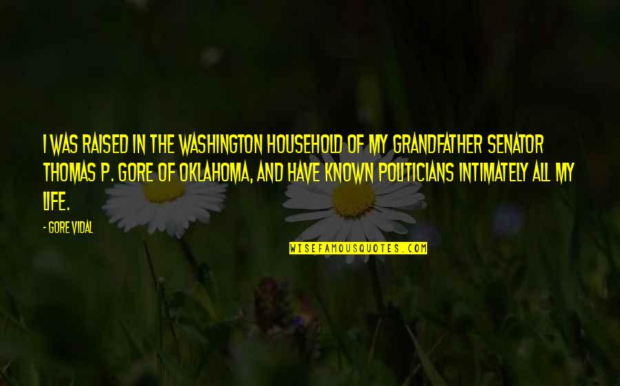 Upandan Quotes By Gore Vidal: I was raised in the Washington household of Upandan Quotes By Gore Vidal: I was raised in the Washington household of