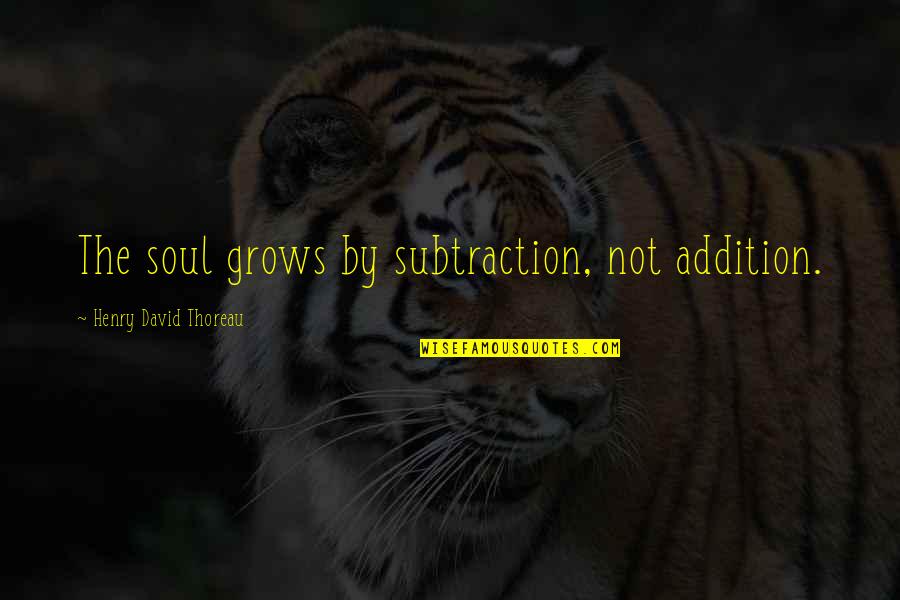 Upcast Quotes By Henry David Thoreau: The soul grows by subtraction, not addition.