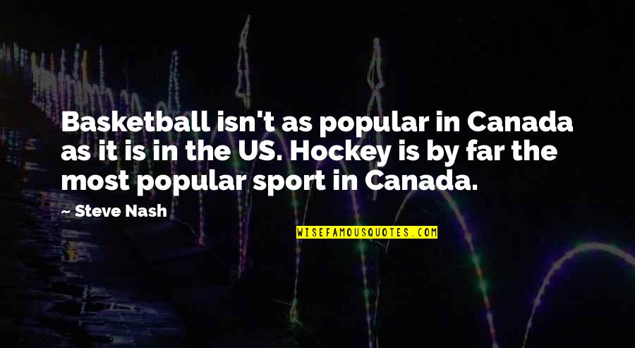 Updating Myself Quotes By Steve Nash: Basketball isn't as popular in Canada as it