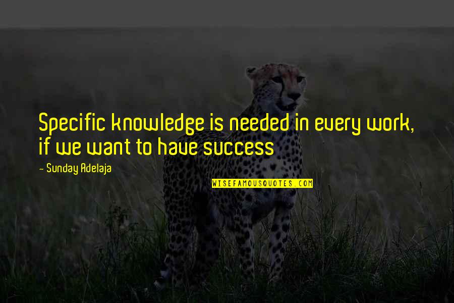 Upform Quotes By Sunday Adelaja: Specific knowledge is needed in every work, if