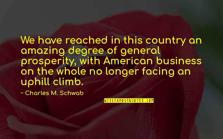 Uphill Climbs Quotes By Charles M. Schwab: We have reached in this country an amazing Uphill Climbs Quotes By Charles M. Schwab: We have reached in this country an amazing