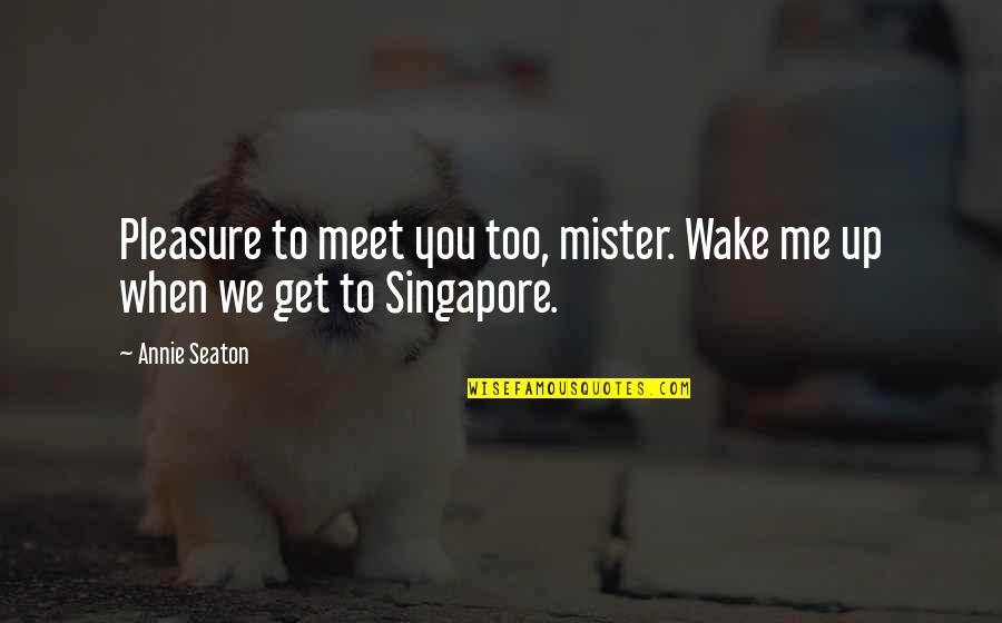 Upserve Help Quotes By Annie Seaton: Pleasure to meet you too, mister. Wake me