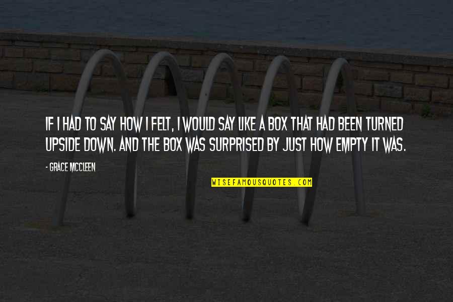 Upside Down Quotes By Grace McCleen: If I had to say how I felt,