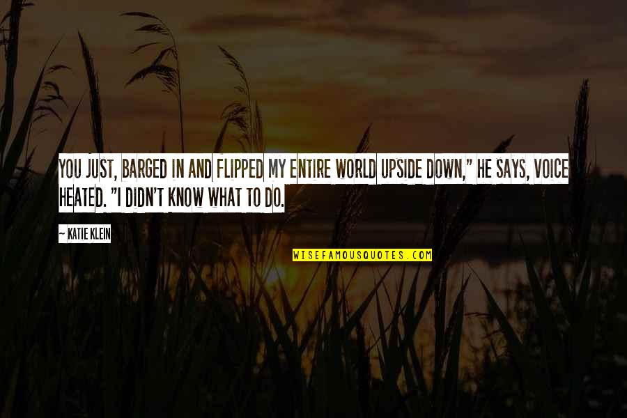 Upside Down Quotes By Katie Klein: You just, barged in and flipped my entire