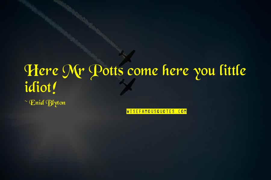 Uqk Quotes By Enid Blyton: Here Mr Potts come here you little idiot! Uqk Quotes By Enid Blyton: Here Mr Potts come here you little idiot!