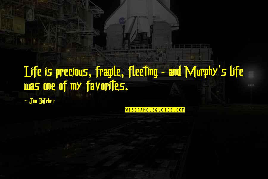 Ureinwohner Neuguineas Quotes By Jim Butcher: Life is precious, fragile, fleeting - and Murphy's