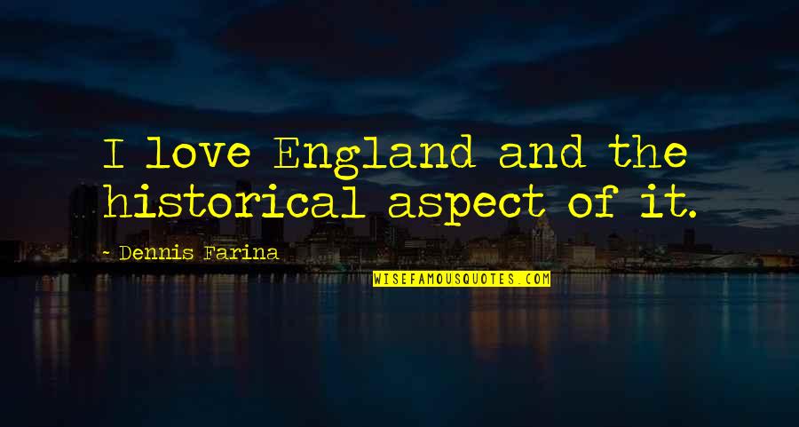 Ureterolithiasis Quotes By Dennis Farina: I love England and the historical aspect of Ureterolithiasis Quotes By Dennis Farina: I love England and the historical aspect of