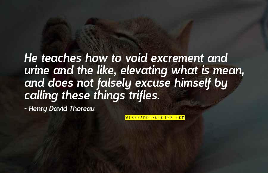 Urine Quotes By Henry David Thoreau: He teaches how to void excrement and urine