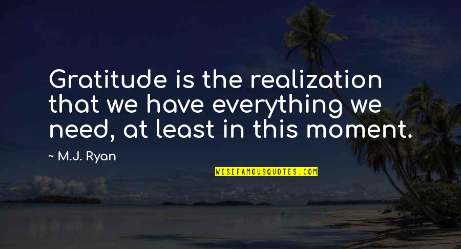 Urosevich Brothers Quotes By M.J. Ryan: Gratitude is the realization that we have everything