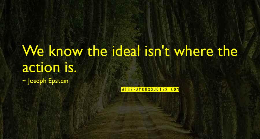 Urrejola En Quotes By Joseph Epstein: We know the ideal isn't where the action