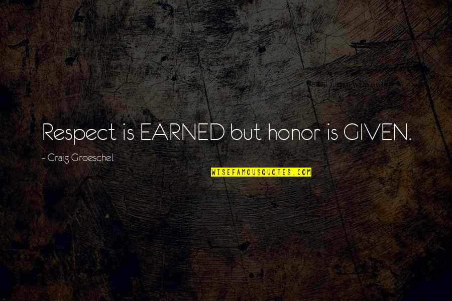 Urzulas Quotes By Craig Groeschel: Respect is EARNED but honor is GIVEN. Urzulas Quotes By Craig Groeschel: Respect is EARNED but honor is GIVEN.