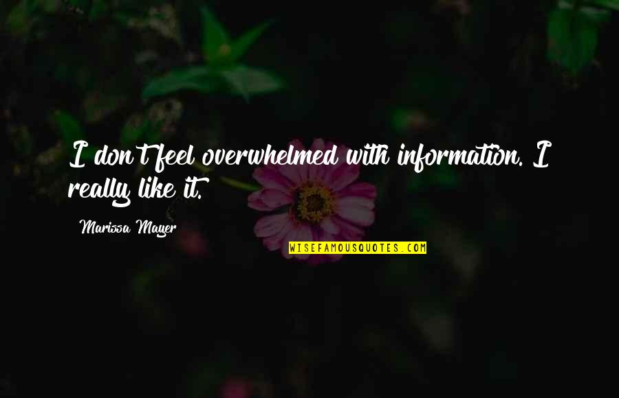 Us Marine Motto Quotes By Marissa Mayer: I don't feel overwhelmed with information. I really