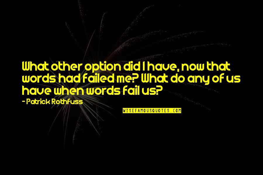 Us Option Quotes By Patrick Rothfuss: What other option did I have, now that