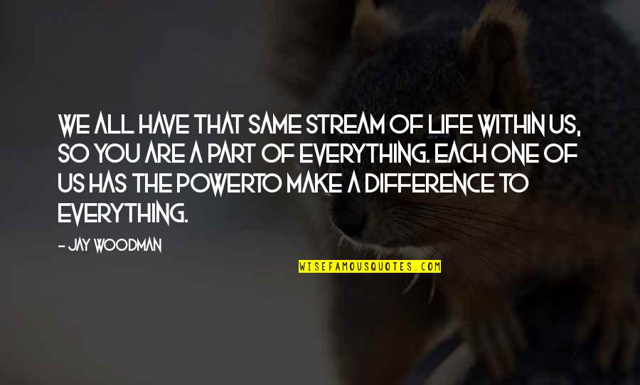 Us Power Quotes By Jay Woodman: We all have that same stream of life Us Power Quotes By Jay Woodman: We all have that same stream of life