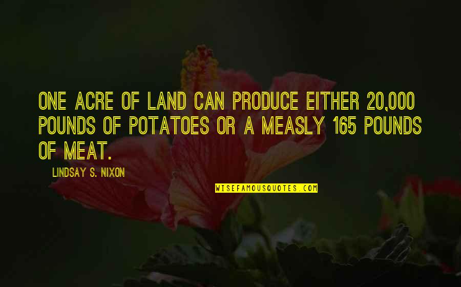 Us V Nixon Quotes By Lindsay S. Nixon: One acre of land can produce either 20,000
