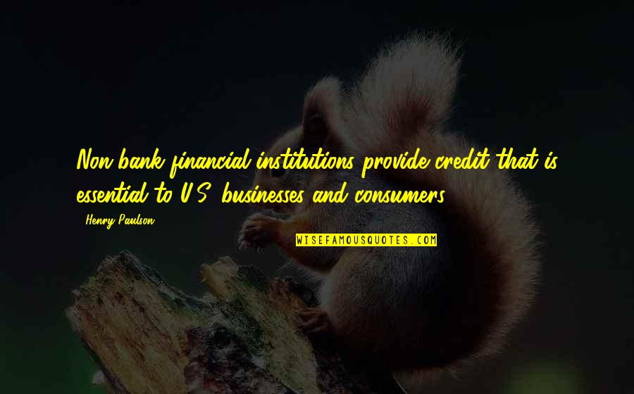 Us15 Quotes By Henry Paulson: Non-bank financial institutions provide credit that is essential Us15 Quotes By Henry Paulson: Non-bank financial institutions provide credit that is essential